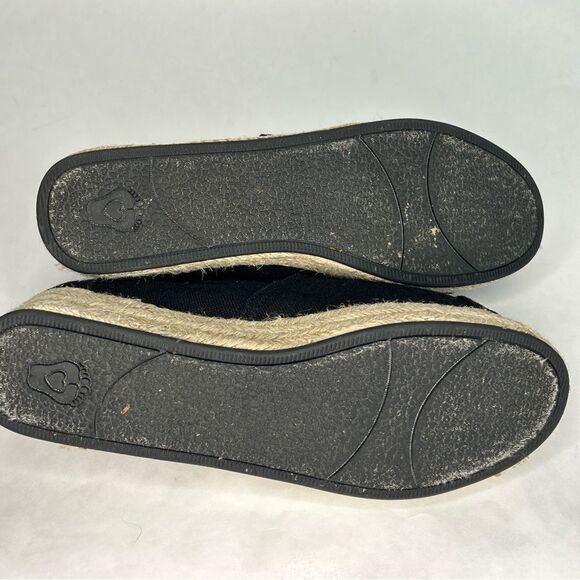 Skechers Bobs Espadrille Wedges Women 9 High Jinx Black Tan Memory Foam 34101 - Picture 6 of 9